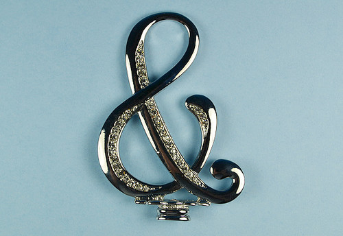 4" Silver Rhinestone Ampersand Cake Topper "&"