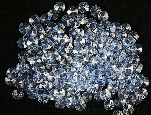 14mm Blue Transparent Acrylic Octagon Beads - Bag of 0.55 pound