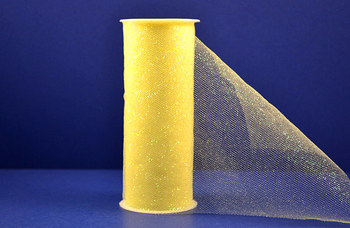 6"x10 yards (30FT) Light Yellow Glitter Tulle Rolls - Pack of 6 Tulle Spool