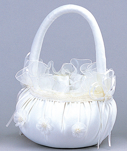 Ivory Wedding Satin Flower Girl Basket