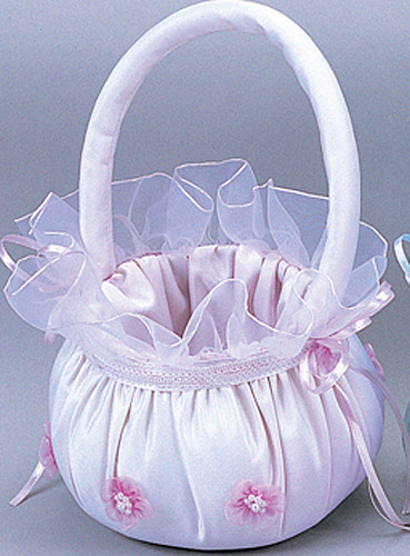 Lavender Wedding Satin Flower Girl Basket