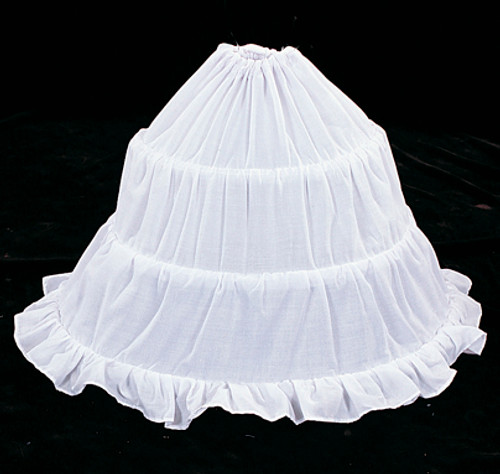 16" Long x 53" Circumference  White Cotton Christening Petticoat / Baptism Petticoat Crinoline - 3 Bone Hoop Slip Skirt