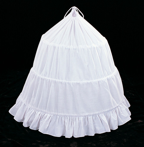 30" Long x 87" Circumference White Cotton First Communion Petticoat Crinoline - 3 Bone Hoop Slip Skirt