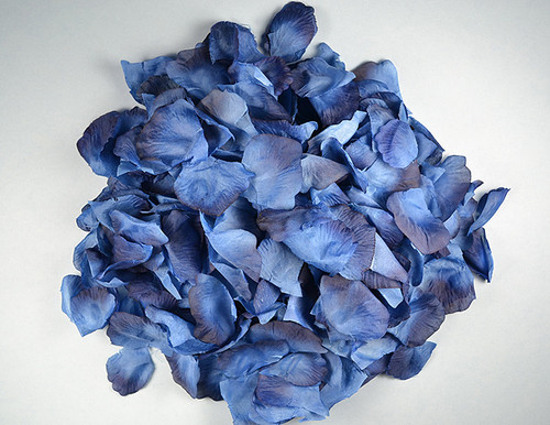 Navy Blue Wedding Silk Rose Flower Petals - 12 Packs
