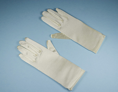 Ivory Adult Bridal Satin Gloves Wrist Length - Pack of 12 Pairs