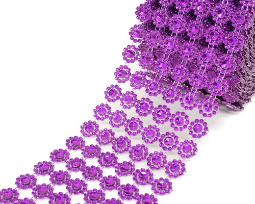 4" x 10 yards (30ft) Purple Flower Mesh Wrap