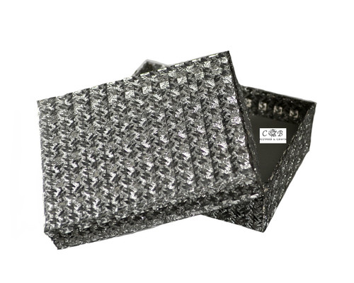 3.5" Silver Glittery Paper Gift Box - Pack of 12