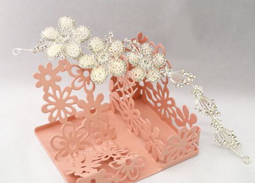10" Floral Ivory Pearl Bridal Hair Band with Rhinestones