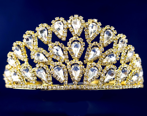 Gold Chrystal Rhinestone Tiara - Pack of 4 (TT001)
