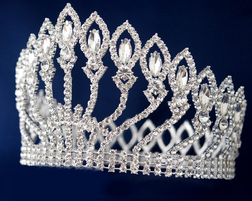 Silver Crystal Rhinestone Queen Crown (TY009)