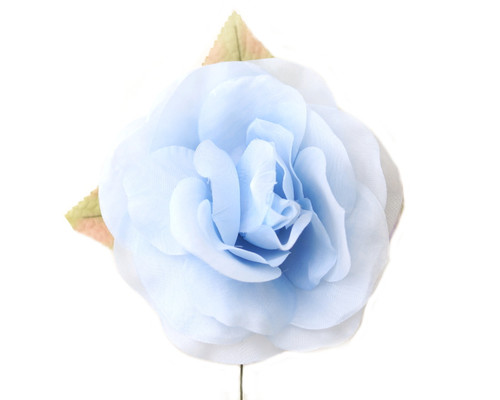 5" Blue Single Rose Silk Flowers - Pack of 12