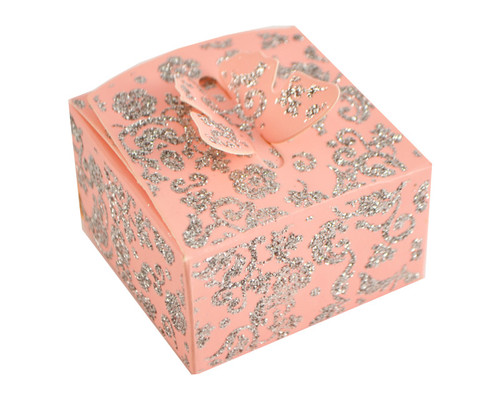 Pink Butterfly Glitter Favor Box - Pack of 50