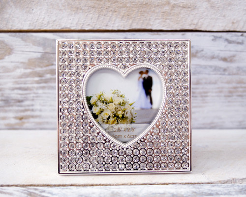 Squared Crystal Rhinestone Wedding Photo Frame - 1 Frame