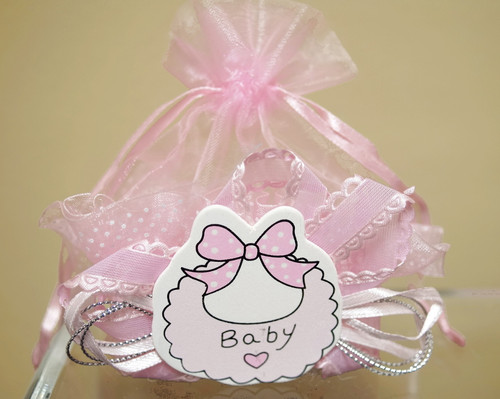 Pink Baby Shower Plastic Basket Favor Box  - Pack of 12