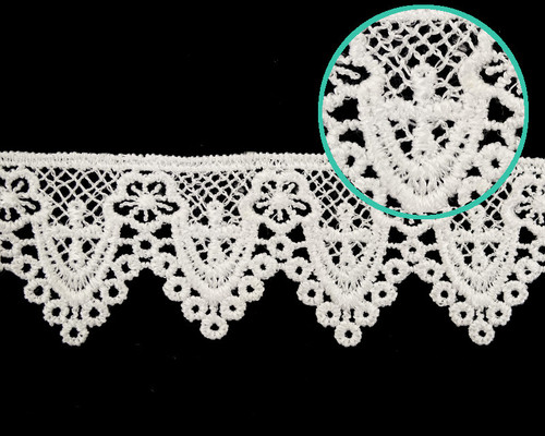 1 1/2"x30 Yards White Venice Lace Trim - Floral Venise Lace Wholesale