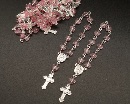 3.5" Pink Silver Miniature Rosaries - Pack of 100 Mini Rosary Favors