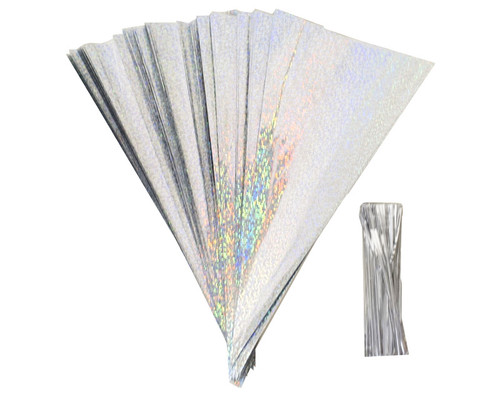 11.5 x 5 3/4" Iridescent Glitter Bottom Clear Top Cone Shaped Cello Treat Bags with Twist Ties - Pack of 100 Bags
