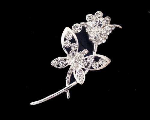 1.5" x 2.5" Silver Rhinestone Fashion Brooch Pin   - Pack of 12