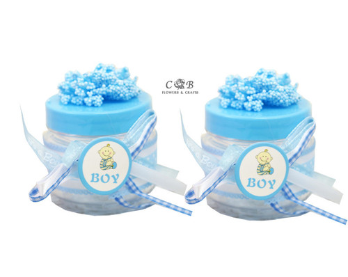 2" Blue Baby Shower Embellished Favor Boxes - Pack of 12