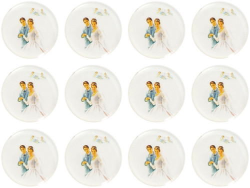 1.1" Round Soft Silicon Wedding Couple Sticker - Pack of 200 Stickers