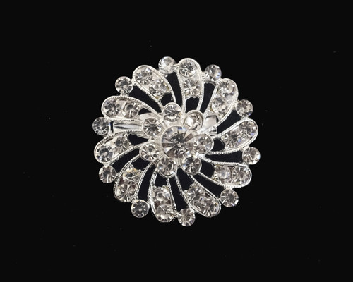 1 1/4" Silver Round Fashion Brooch Pin - Pack of 12 (BHB011)