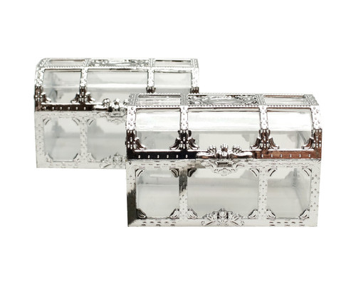 2.5" Silver Treasure Chest Gift Favor Box - Pack of 12