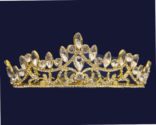 Gold Crystal Rhinestone Tiara (TQ021)