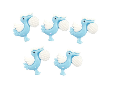 3/4" Blue Baby Shower Mini Plastic Polyresin Stork  - Pack of 100 Pieces