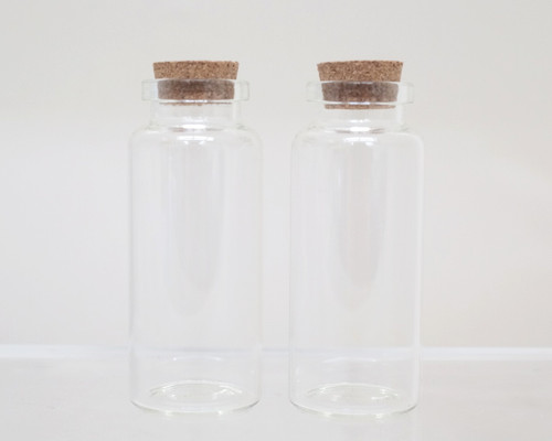 2.75" Round Glass Bottle Favors with Cork Top - Set of 12 bottles