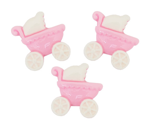 3/4" Pink Baby Carriage Baby Shower Mini Plastic Polyresin   - Pack of 100 Pieces