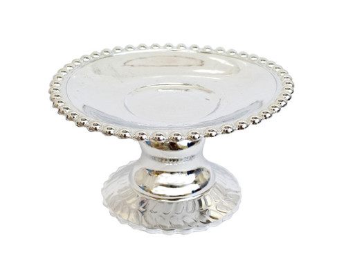 4.5" Silver Round Wedding Candle Holder - Pack of 6