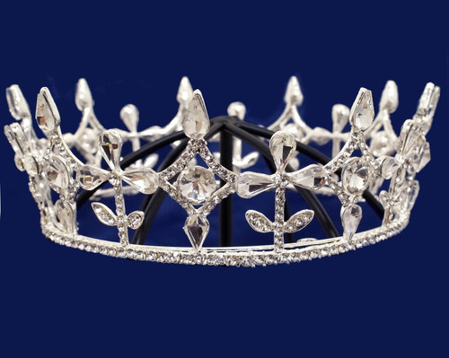 Silver Crystal Rhinestone Full King Crown Tiara (TV024)