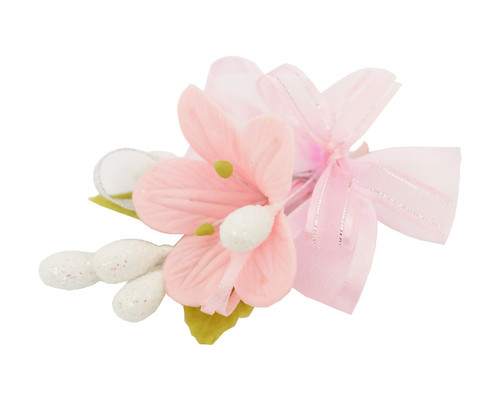 3.5" Pink Clay Corsage Flower with Glitter Azares - Pack of 24 Boutonnieres