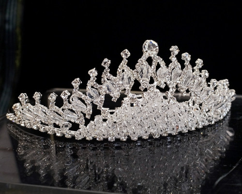 Silver Crystal Rhinestone Tiara  (TU026)