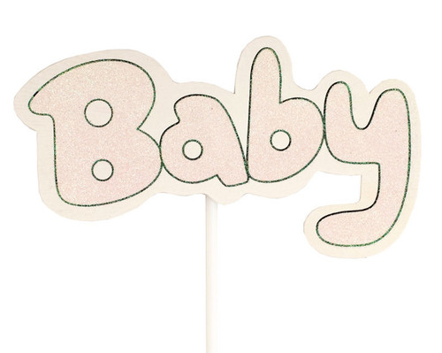 8.25" x 5.5" Pink Baby Shower Wooden Decoration Pick - Pack of 6
