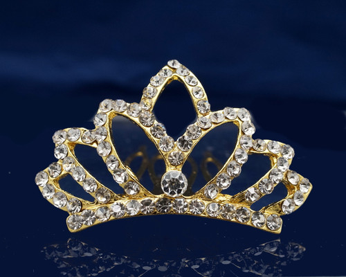 Gold Crystal Rhinestone Mini Tiara - Pack of 12 (TS137)