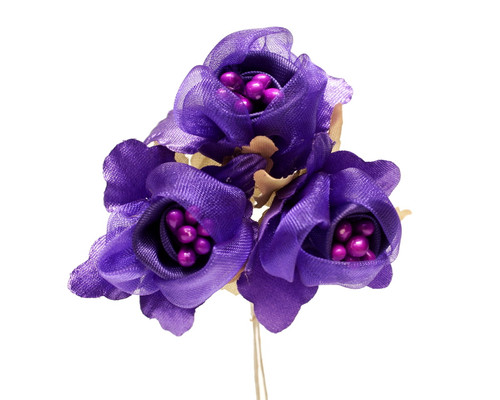 1 3/4" Purple Satin Silk Flowers with Pearl - Pack of 36