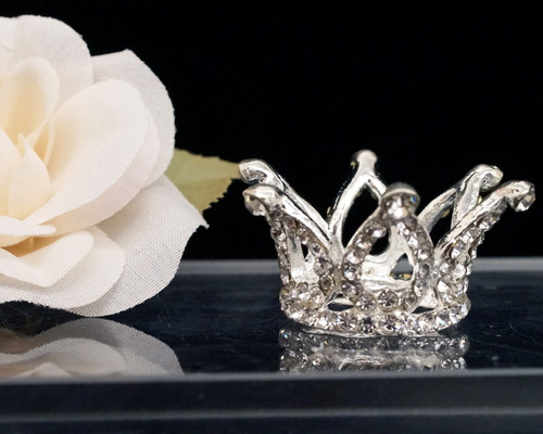 1" Silver Royal Mini Full Size Crown with Comb - Pack of 12