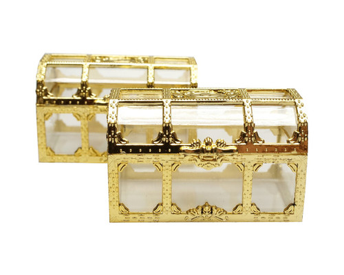 2.5" Gold Treasure Chest Gift Favor Box - Pack of 12