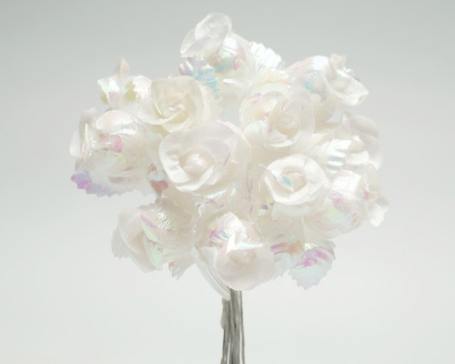 AB White Polyester Rose - Pack of 144