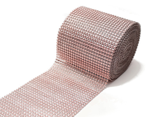 4.5" x 10 yards 24 Rows Blush Diamond Mesh Wrap