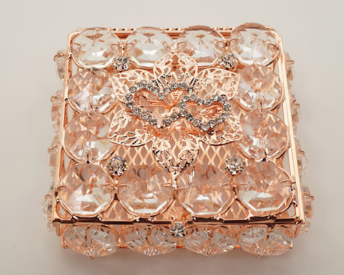 2.75" x 2.75" Rose Gold Square Wedding Arras with Two Hearts Design