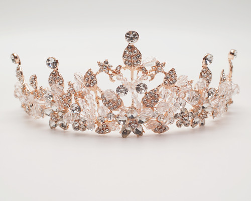 Rose Gold Crystal Rhinestone Crown Tiara (TV033)