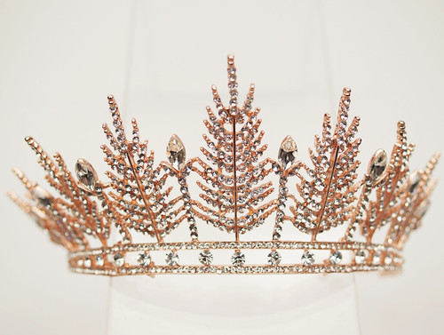 Rose Gold Crystal Rhinestone Tiara  (TU059)