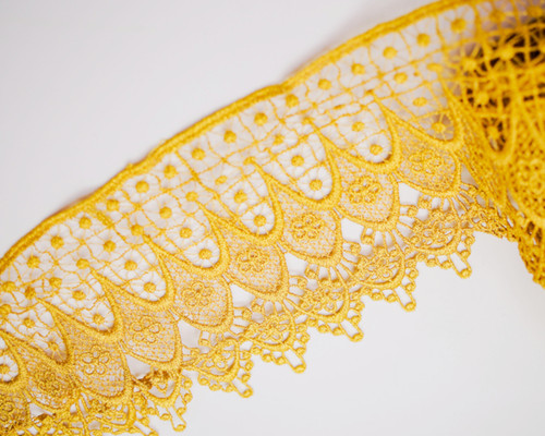 5" x 15 Yards Gold Wholesale Venice Lace Trims - Venise Lace Wholesale