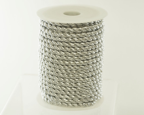 4mm x 25 Yards Long Silver/Silver Rope Trims - Pack of 5 Spools