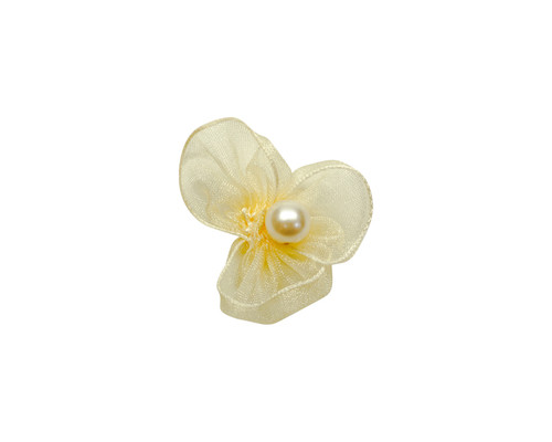 1.25" Ivory Organza Single Pearl Flower - Pack of 144