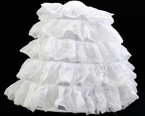 40" Long x 45" Diameter White Tulle Ruffle Petticoat Bridal/Quinceanera Crinoline - 5 Bone Hoops Underskirt