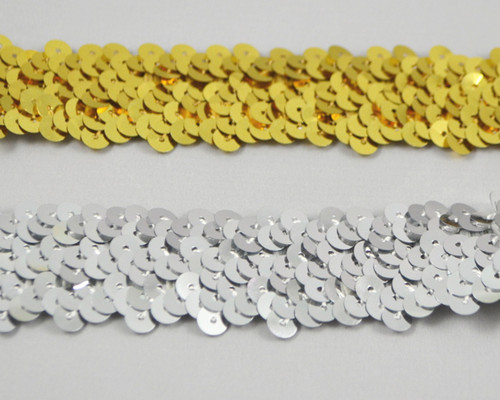 1 1/8" x 10 Yards Thick Sequin Braid Trim (Silver) - 5 Packs 