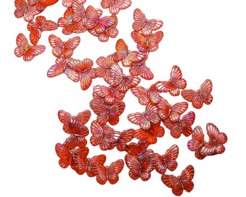 1 1/2" Red Large Flat Back Acrylic Butterfly Embellishments - Pack of 212